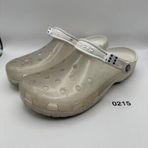 CROCS Classic Men's Size 11 Transpanrent w/ Dice Added White